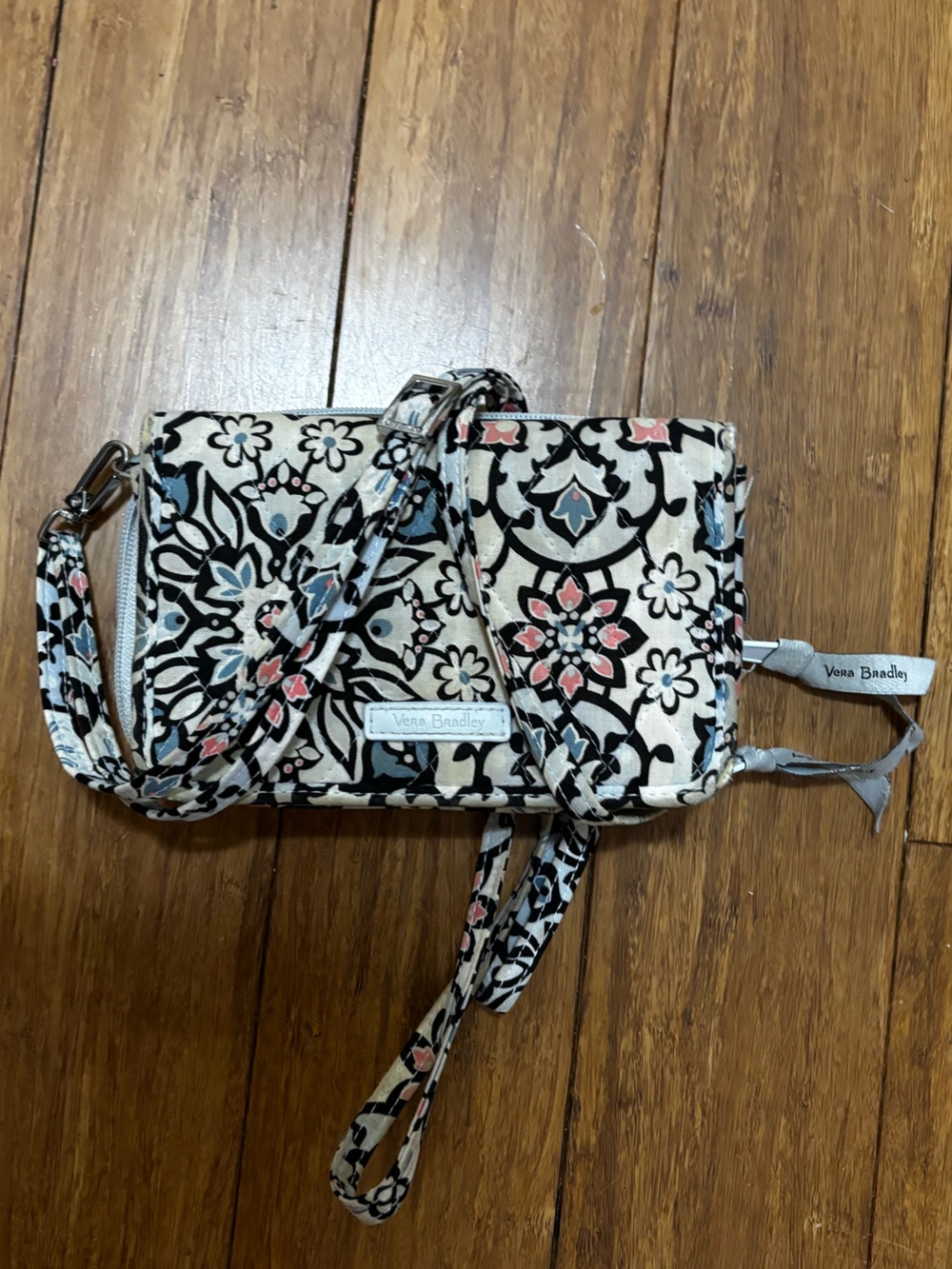 Vera Bradley Cream Multi Floral Crossbody Phone Wristlet